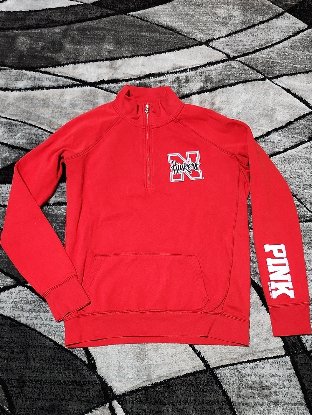 VINTAGE VS PINK 2011 NEBRASKA HUSKERS COLLIGATE QUARTER-ZIP LONG-SLEEVE SWEATSHI